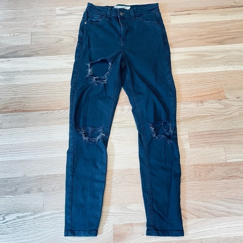 Topshop Jamie Moto distressed ripped hole jeans 26